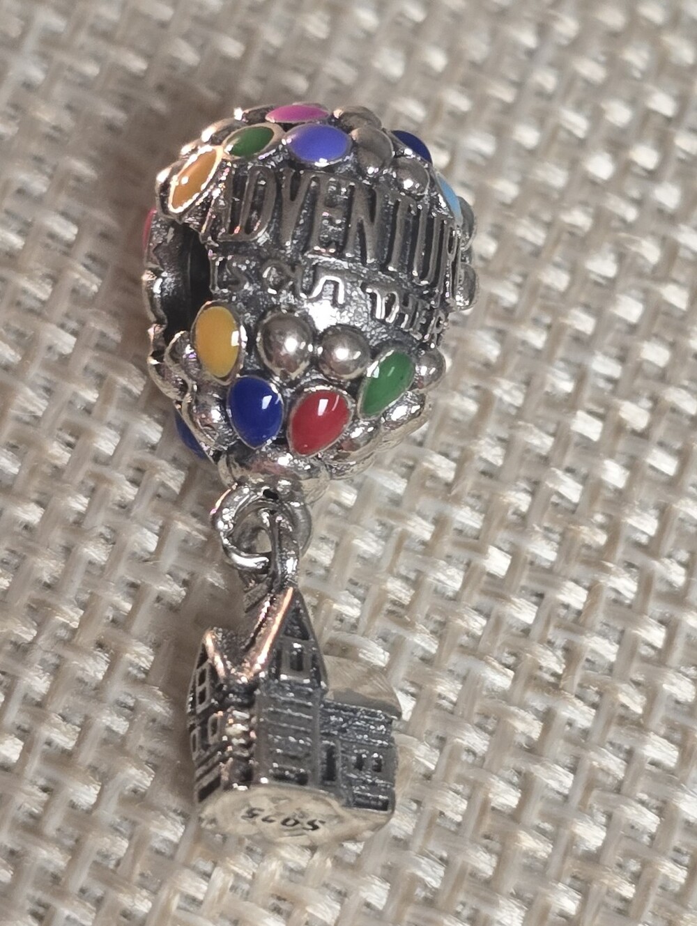 925 Adventure Is Out There "Up" House Charm with Colorful Enamel Balloons